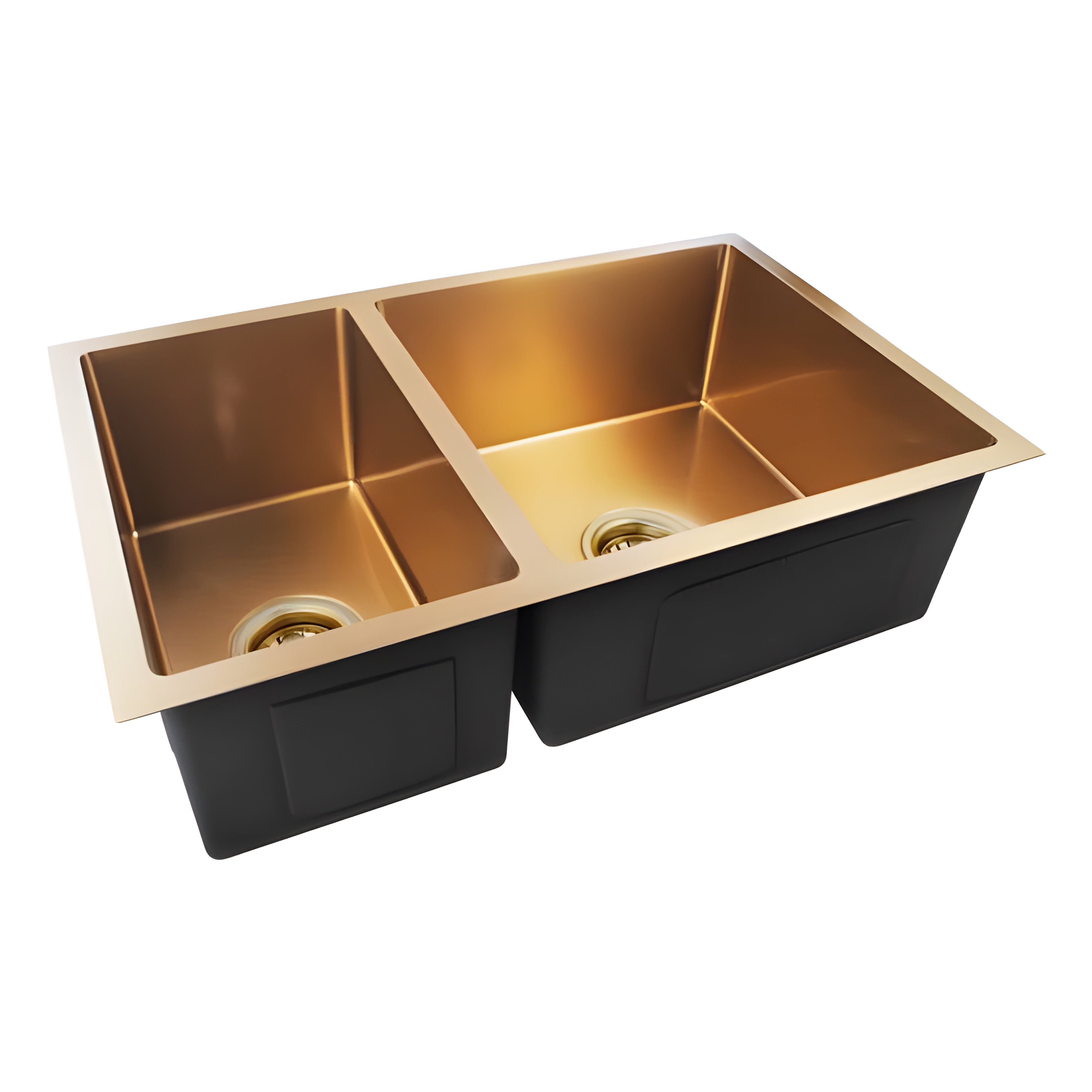 AQUAPERLA T304 HANDMADE DOUBLE BOWL KITCHEN SINK BRUSHED YELLOW GOLD 710MM