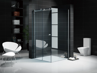 BELLA VISTA VICTORIA FRAMELESS SLIDING FRONT AND RETURN PANEL SHOWER SCREEN CHROME