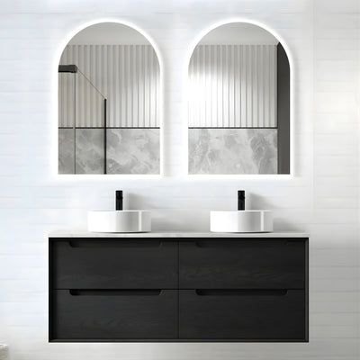 OTTI BYRON BLACK OAK 1200MM DOUBLE BOWL WALL HUNG VANITY