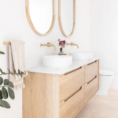 OTTI BYRON NATURAL OAK 1200MM DOUBLE BOWL WALL HUNG VANITY