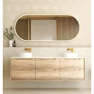 OTTI BYRON NATURAL OAK 1800MM DOUBLE BOWL WALL HUNG VANITY