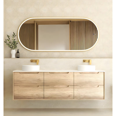 OTTI BYRON NATURAL OAK 1800MM DOUBLE BOWL WALL HUNG VANITY
