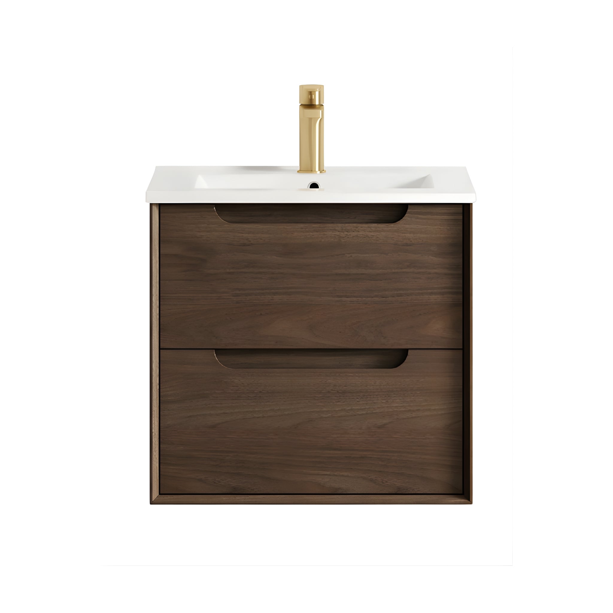 OTTI BYRON SABLE WALNUT 600MM SINGLE BOWL WALL HUNG VANITY