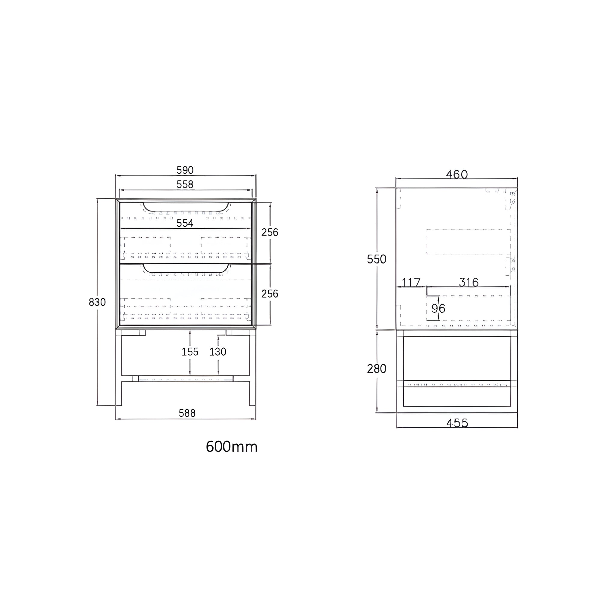 OTTI BYRON SABLE WALNUT 600MM SINGLE BOWL WALL HUNG VANITY