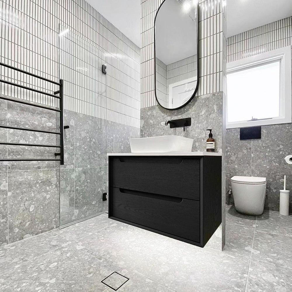 OTTI BYRON BLACK OAK 750MM SINGLE BOWL WALL HUNG VANITY