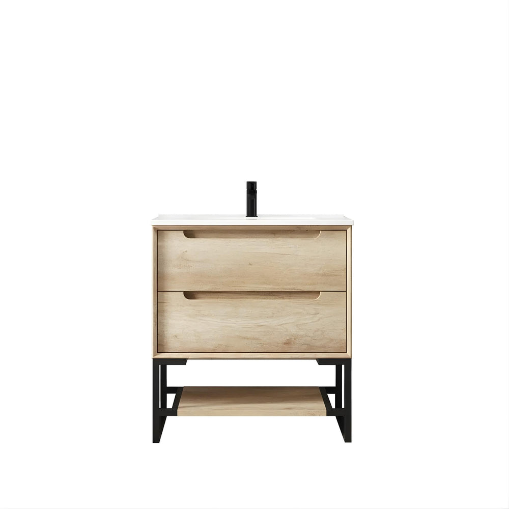 OTTI BYRON NATURAL OAK 750MM SINGLE BOWL FLOOR STANDING VANITY