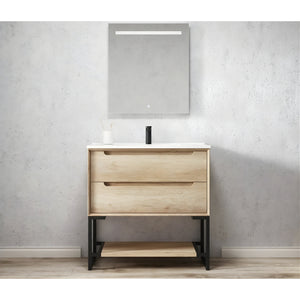 OTTI BYRON NATURAL OAK 900MM SINGLE BOWL FLOOR STANDING VANITY