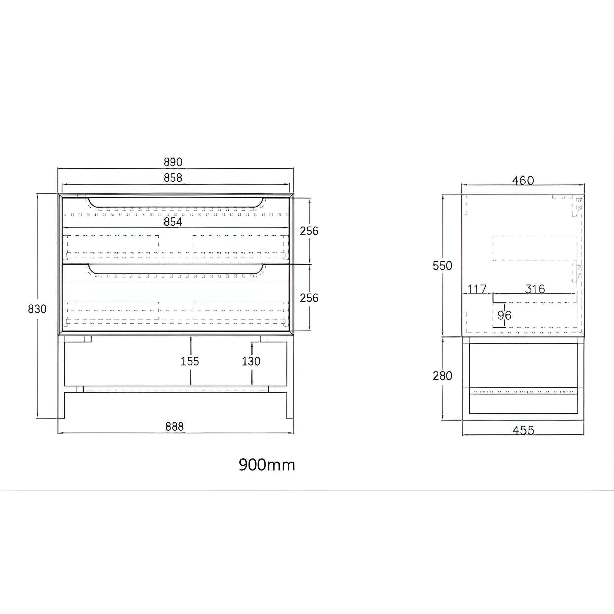 OTTI BYRON SABLE WALNUT 900MM SINGLE BOWL WALL HUNG VANITY