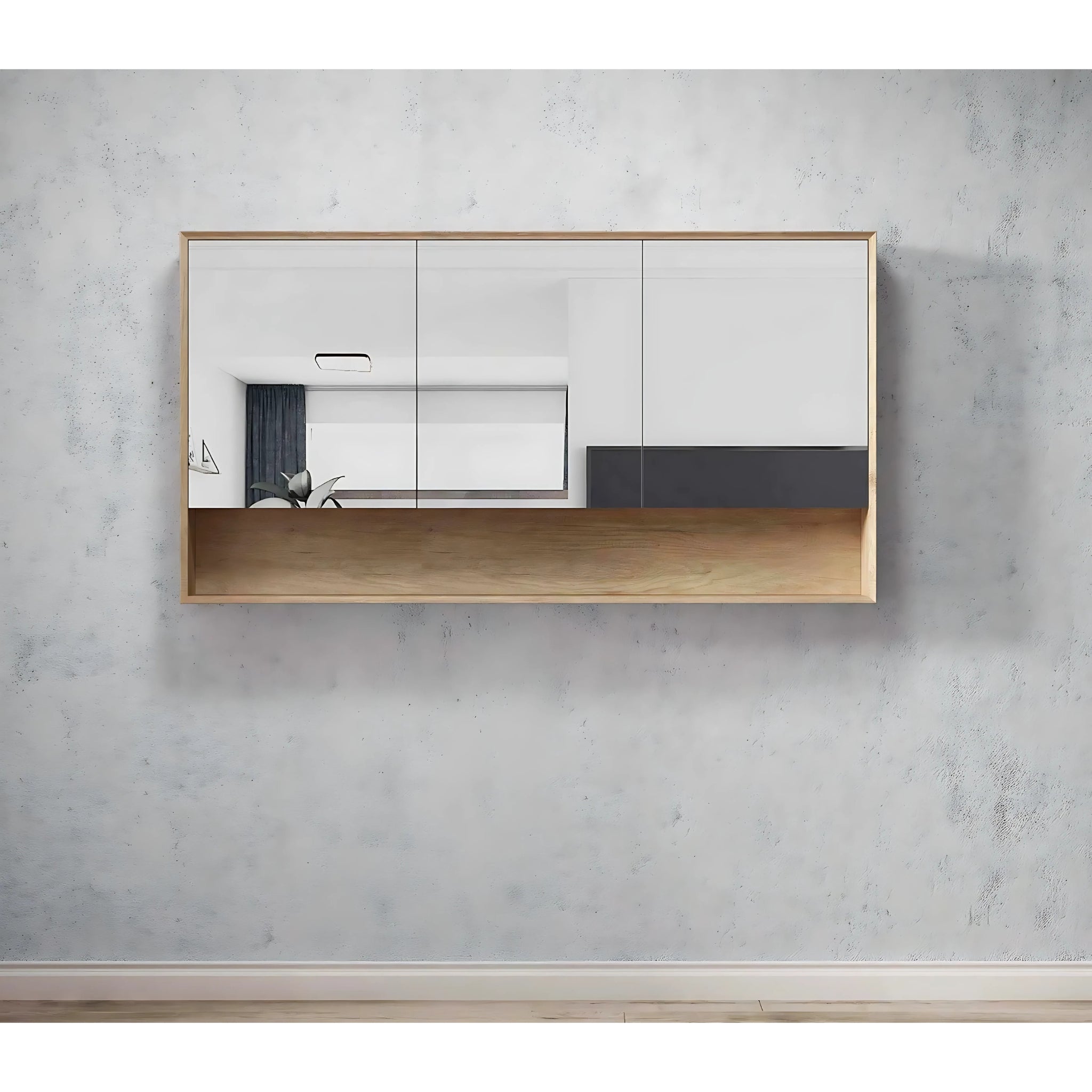 OTTI BYRON NATURAL OAK MIRROR SHAVING CABINET 1500X800MM