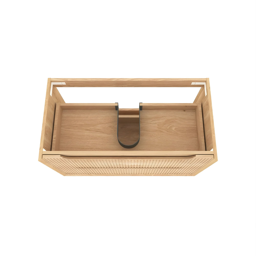 OTTI BYRON WOODLAND OAK FLUTED 750MM SINGLE BOWL WALL HUNG VANITY