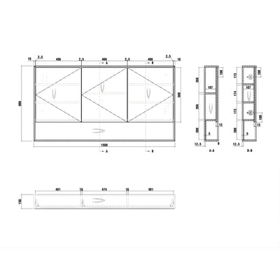 OTTI BYRON WOODLAND OAK MIRROR SHAVING CABINET 1500X800MM