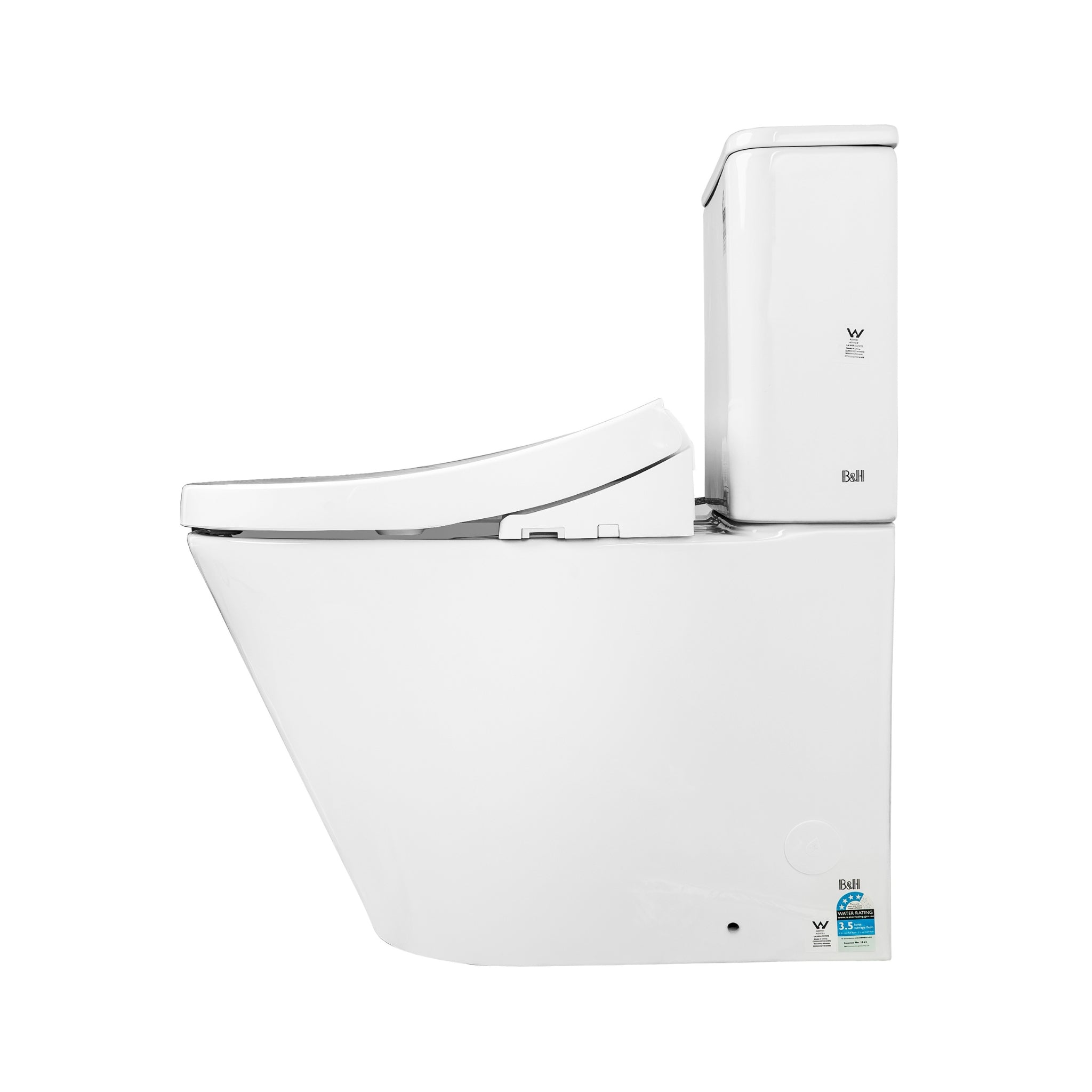 TOTO S7 WASHLET W/ SIDE CONTROL AND B&H DARA BTW TOILET SUITE PACKAGE D-SHAPE GLOSS WHITE