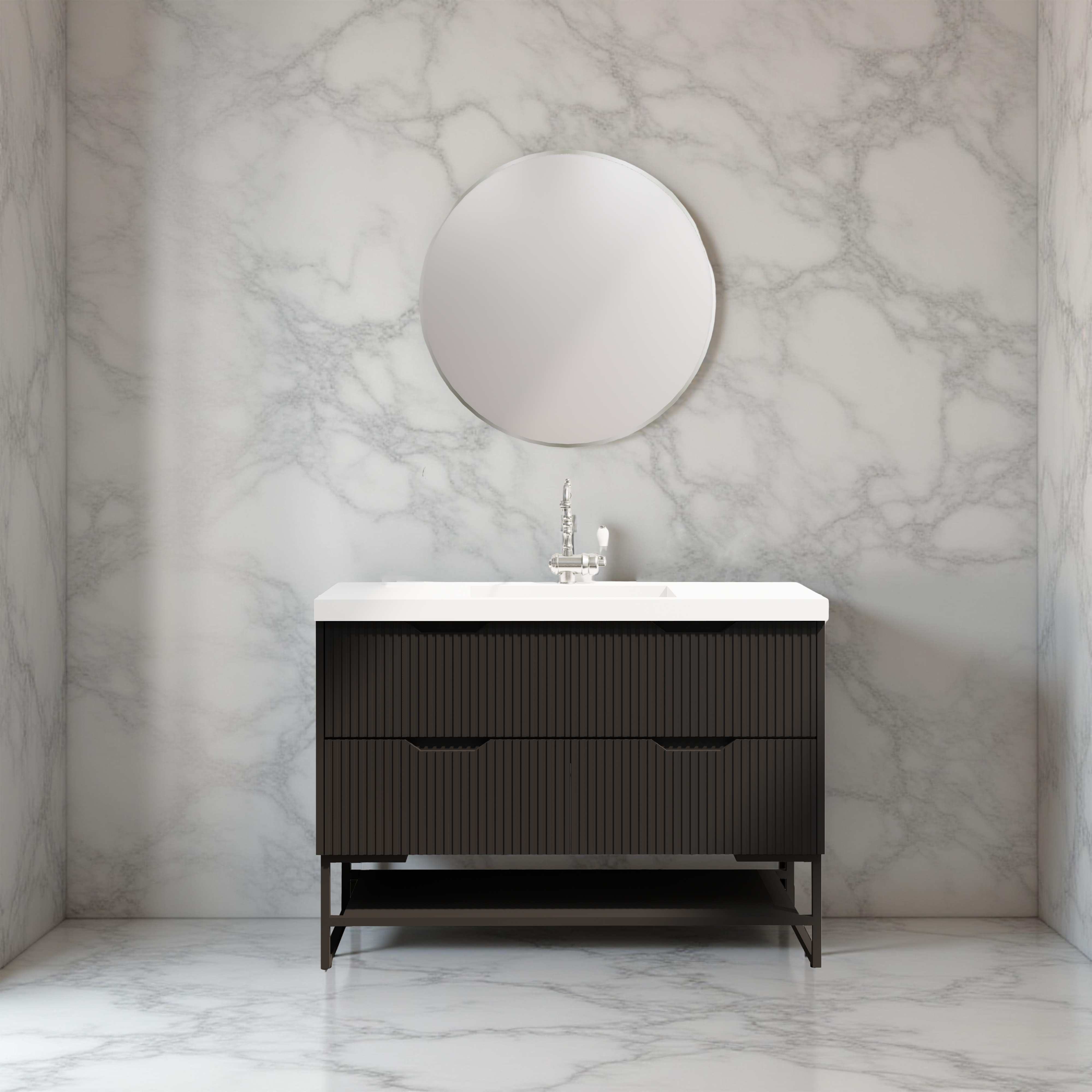 RIVA BALI MATTE BLACK 1200MM SINGLE BOWL FLOOR STANDING VANITY