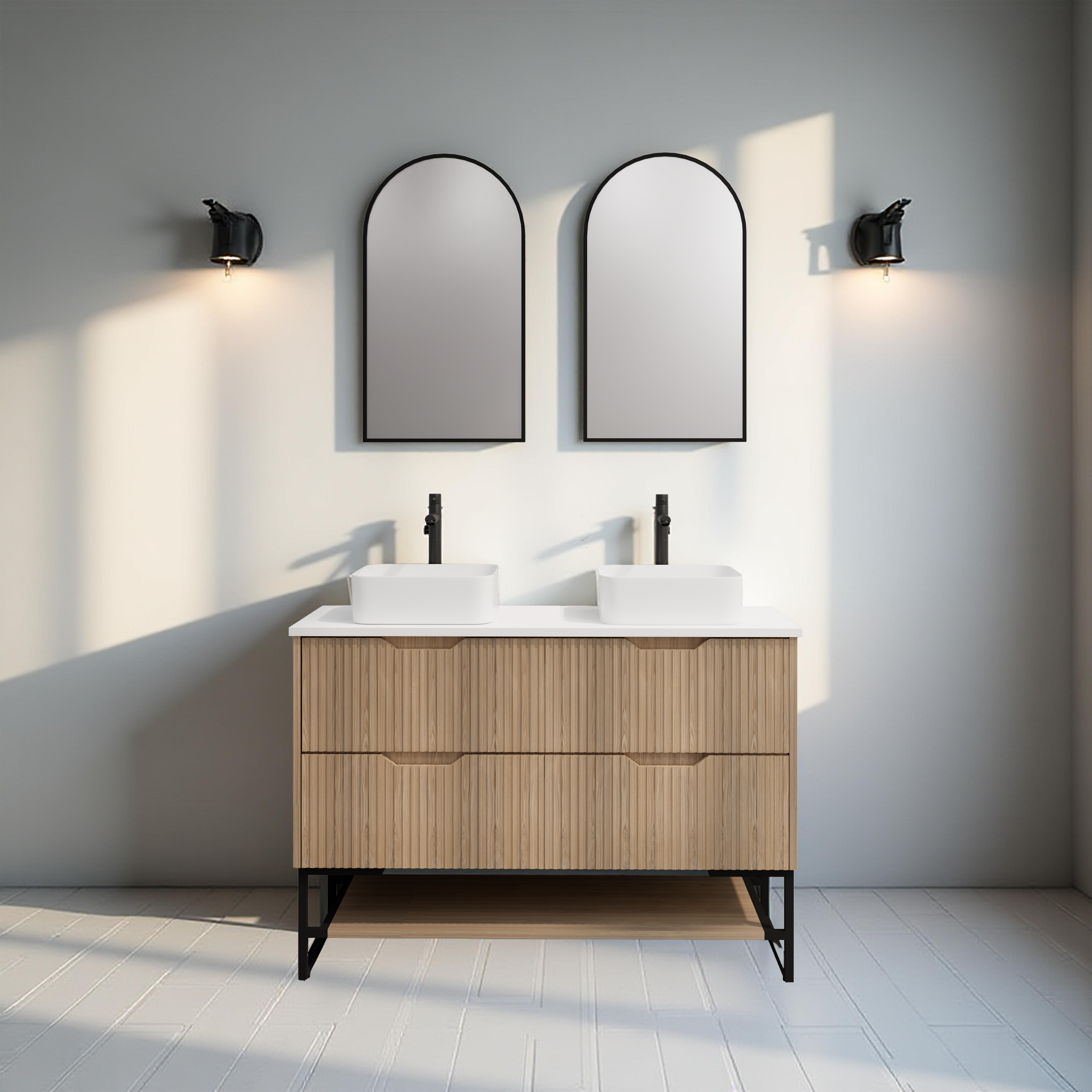 RIVA BALI AMERICAN OAK 1200MM DOUBLE BOWL FLOOR STANDING VANITY
