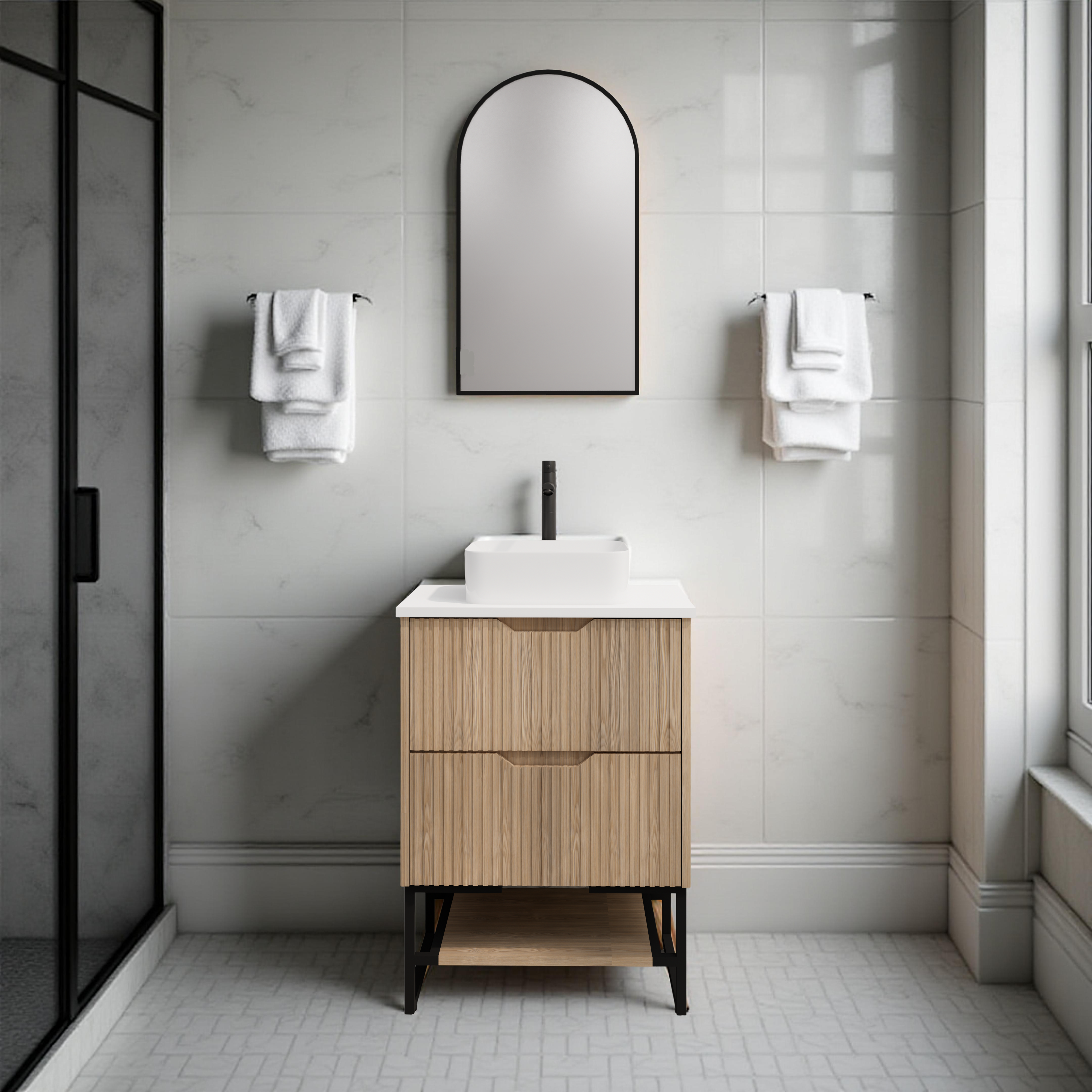 RIVA BALI AMERICAN OAK 600MM SINGLE BOWL FLOOR STANDING VANITY