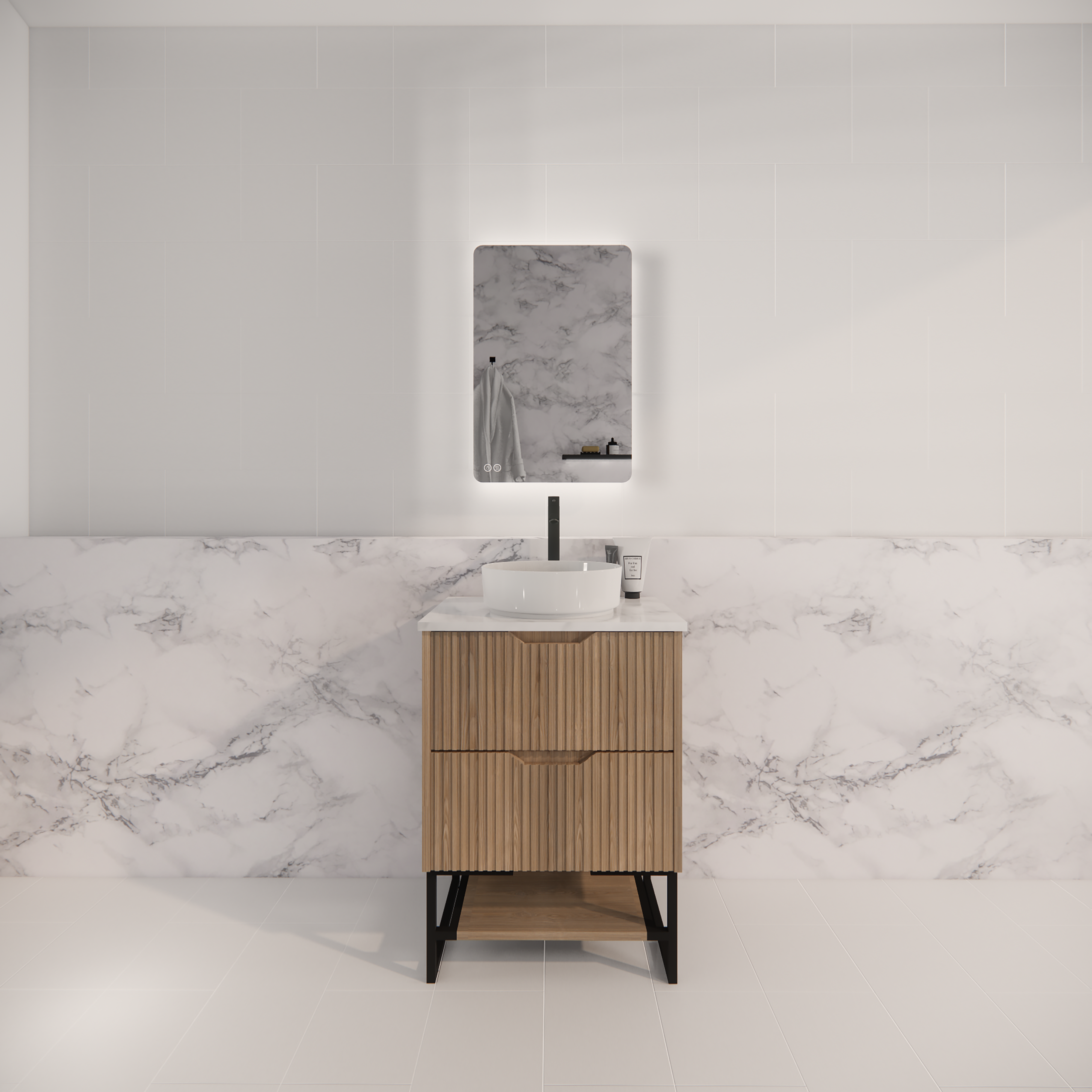 RIVA BALI AMERICAN OAK 600MM SINGLE BOWL FLOOR STANDING VANITY
