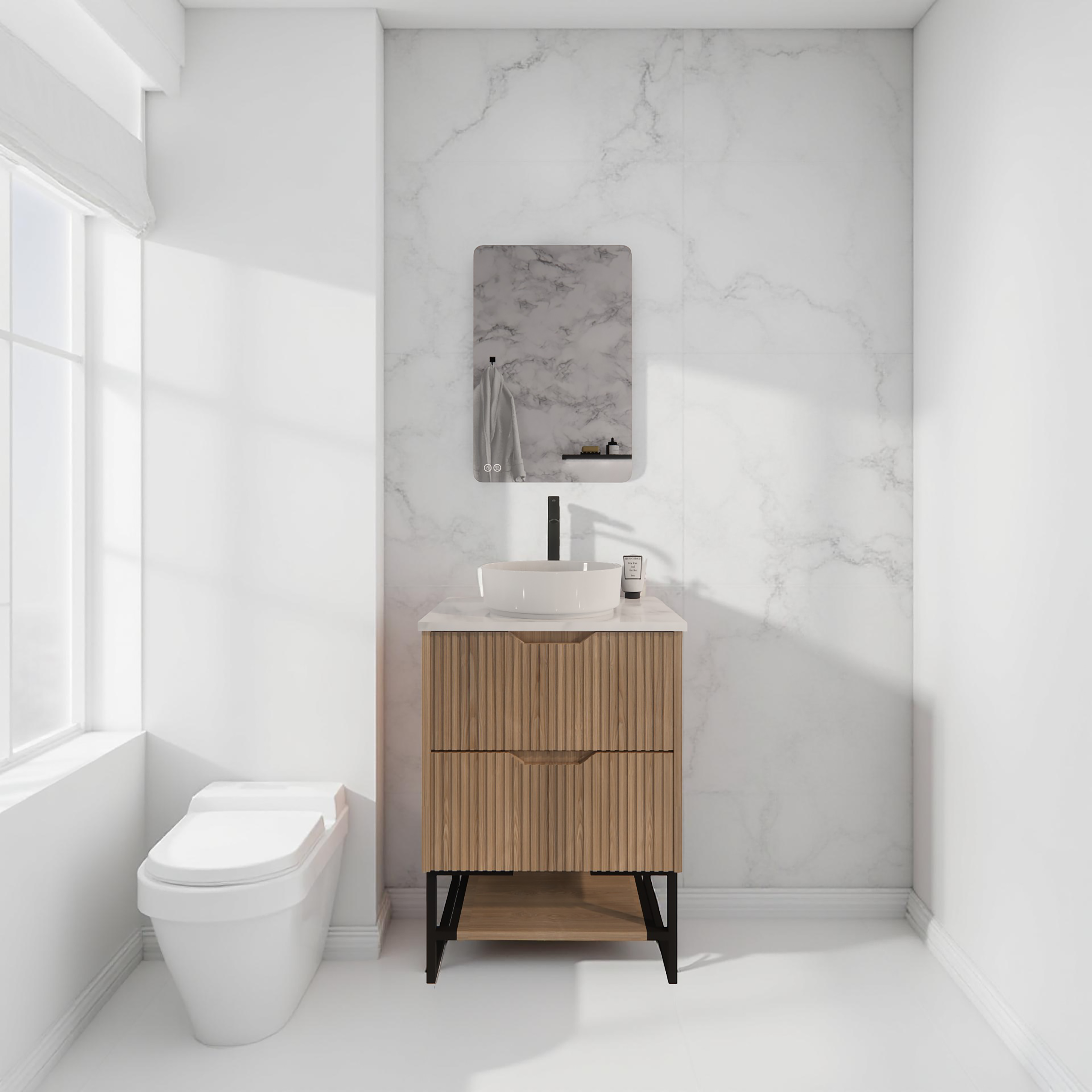 RIVA BALI AMERICAN OAK 600MM SINGLE BOWL FLOOR STANDING VANITY