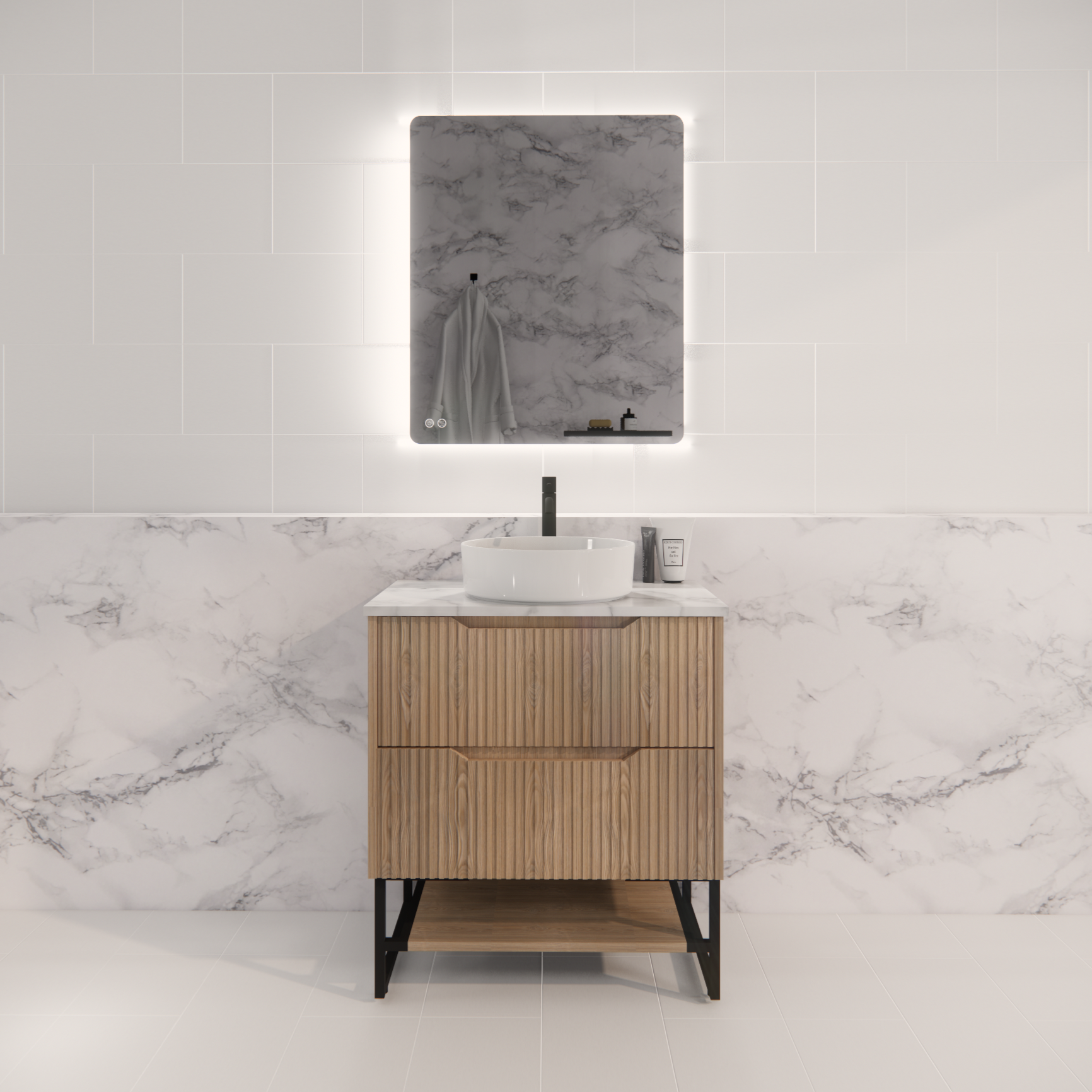 RIVA BALI AMERICAN OAK 750MM SINGLE BOWL FLOOR STANDING VANITY