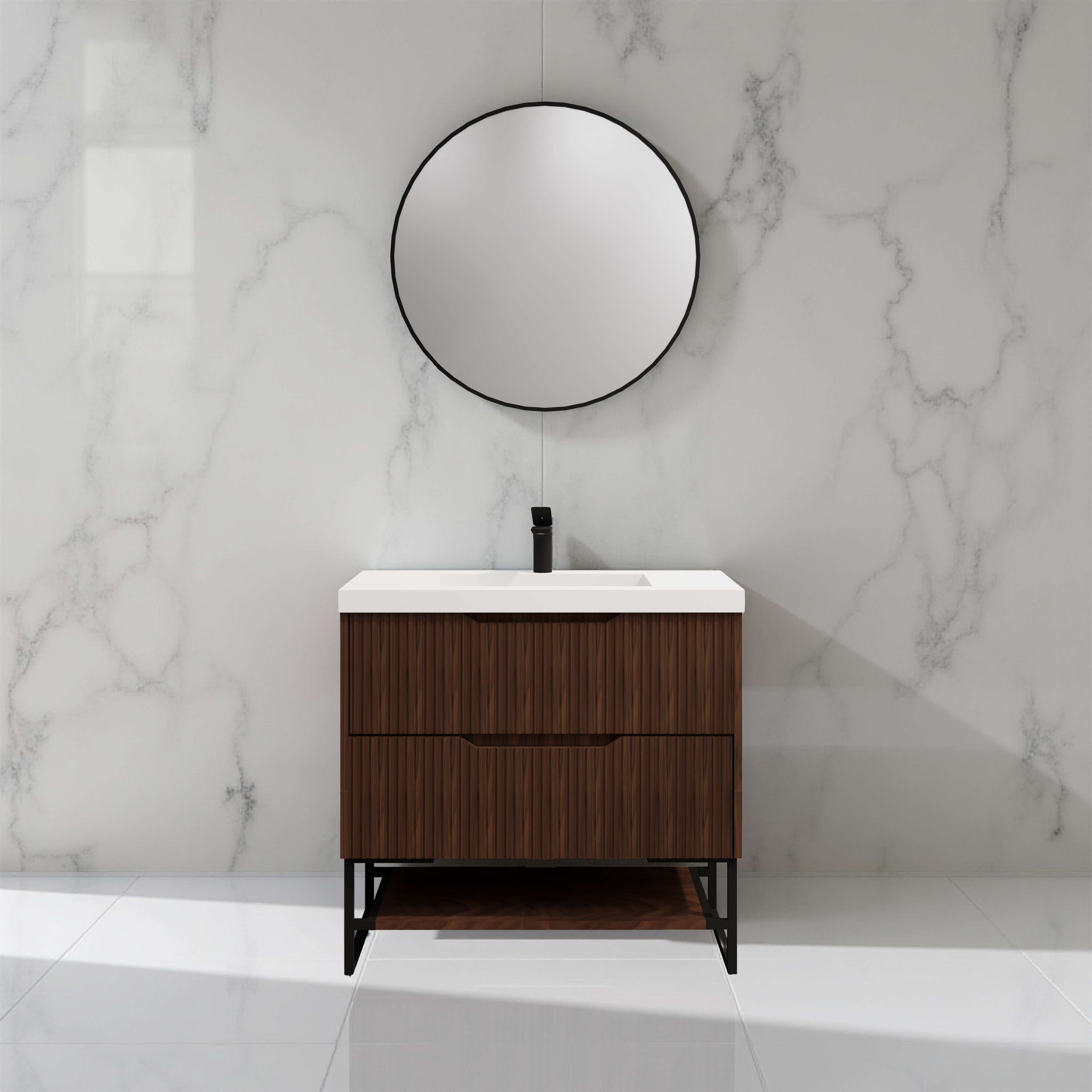 RIVA BALI BROWN OAK 900MM SINGLE BOWL FLOOR STANDING VANITY