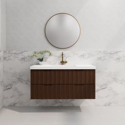 RIVA BALI BROWN OAK 1200MM SINGLE BOWL WALL HUNG VANITY