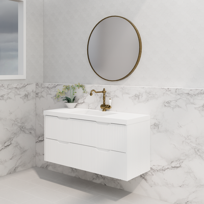 RIVA BALI MATTE WHITE 1200MM SINGLE BOWL WALL HUNG VANITY