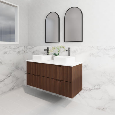 RIVA BALI BROWN OAK 1200MM DOUBLE BOWL WALL HUNG VANITY