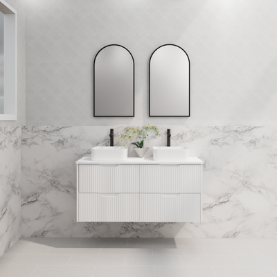 RIVA BALI MATTE WHITE 1200MM DOUBLE BOWL WALL HUNG VANITY