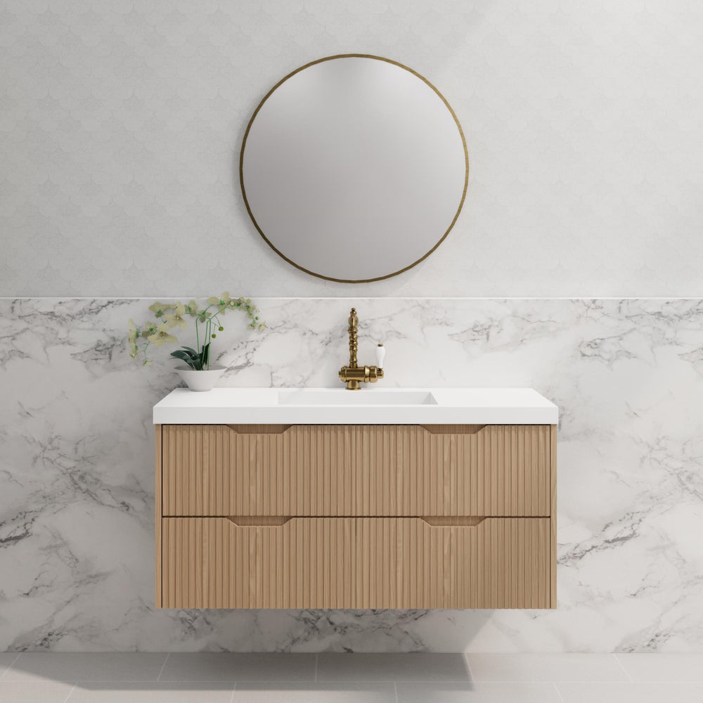 RIVA BALI AMERICAN OAK 1200MM SINGLE BOWL WALL HUNG VANITY