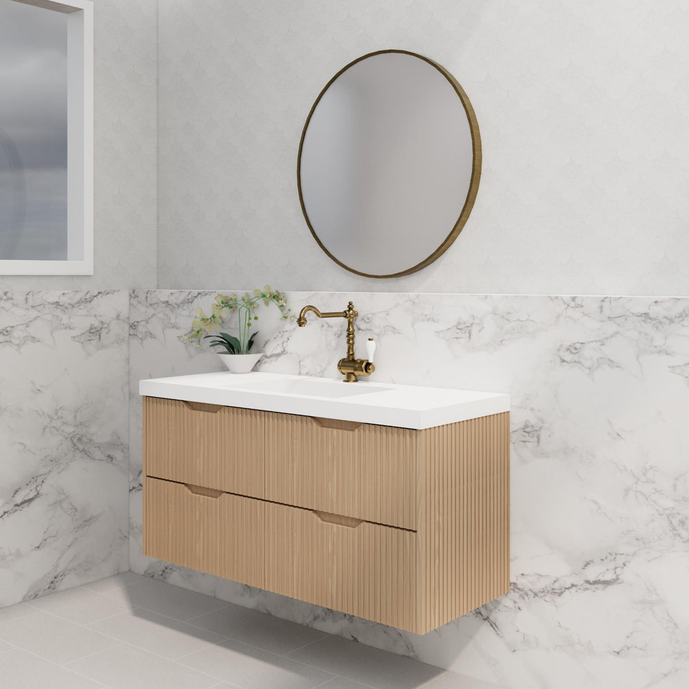 RIVA BALI AMERICAN OAK 1200MM SINGLE BOWL WALL HUNG VANITY