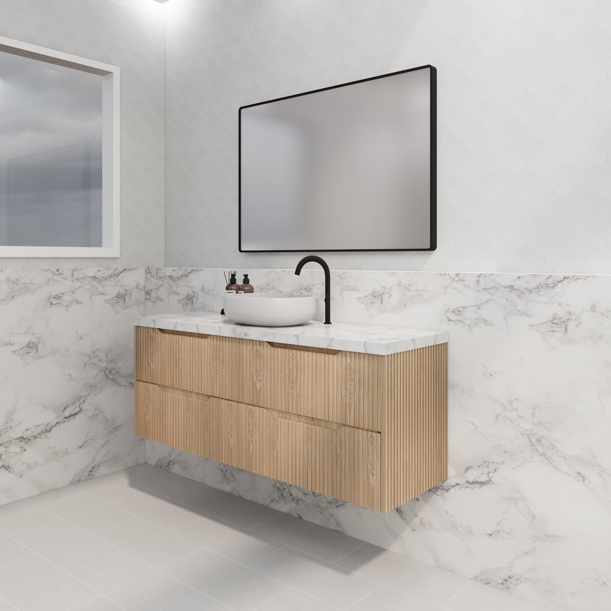 RIVA BALI AMERICAN OAK 1500MM SINGLE BOWL WALL HUNG VANITY