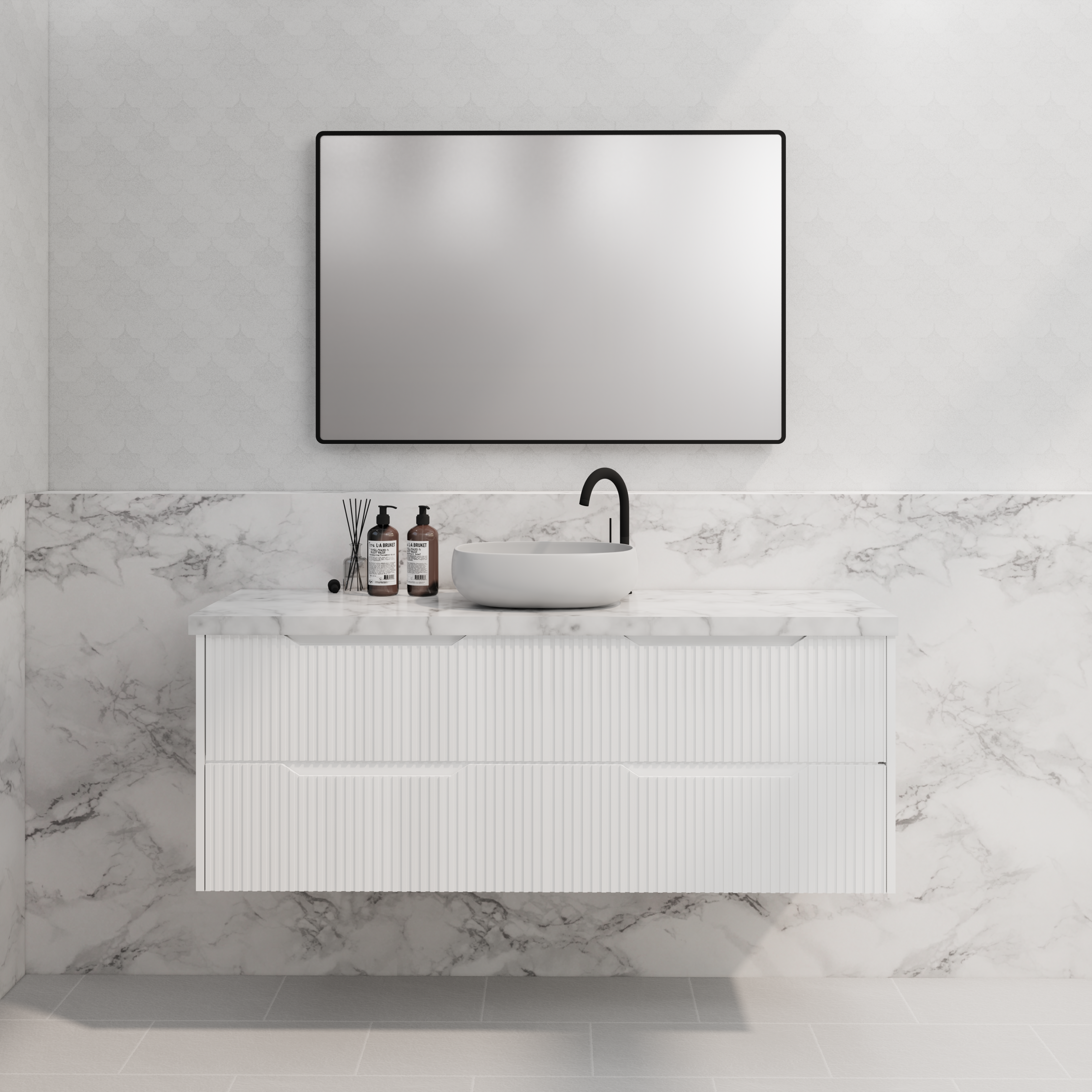 RIVA BALI MATTE WHITE 1500MM SINGLE BOWL WALL HUNG VANITY