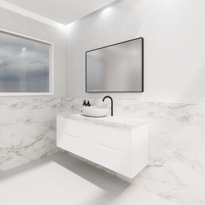 RIVA BALI MATTE WHITE 1500MM SINGLE BOWL WALL HUNG VANITY