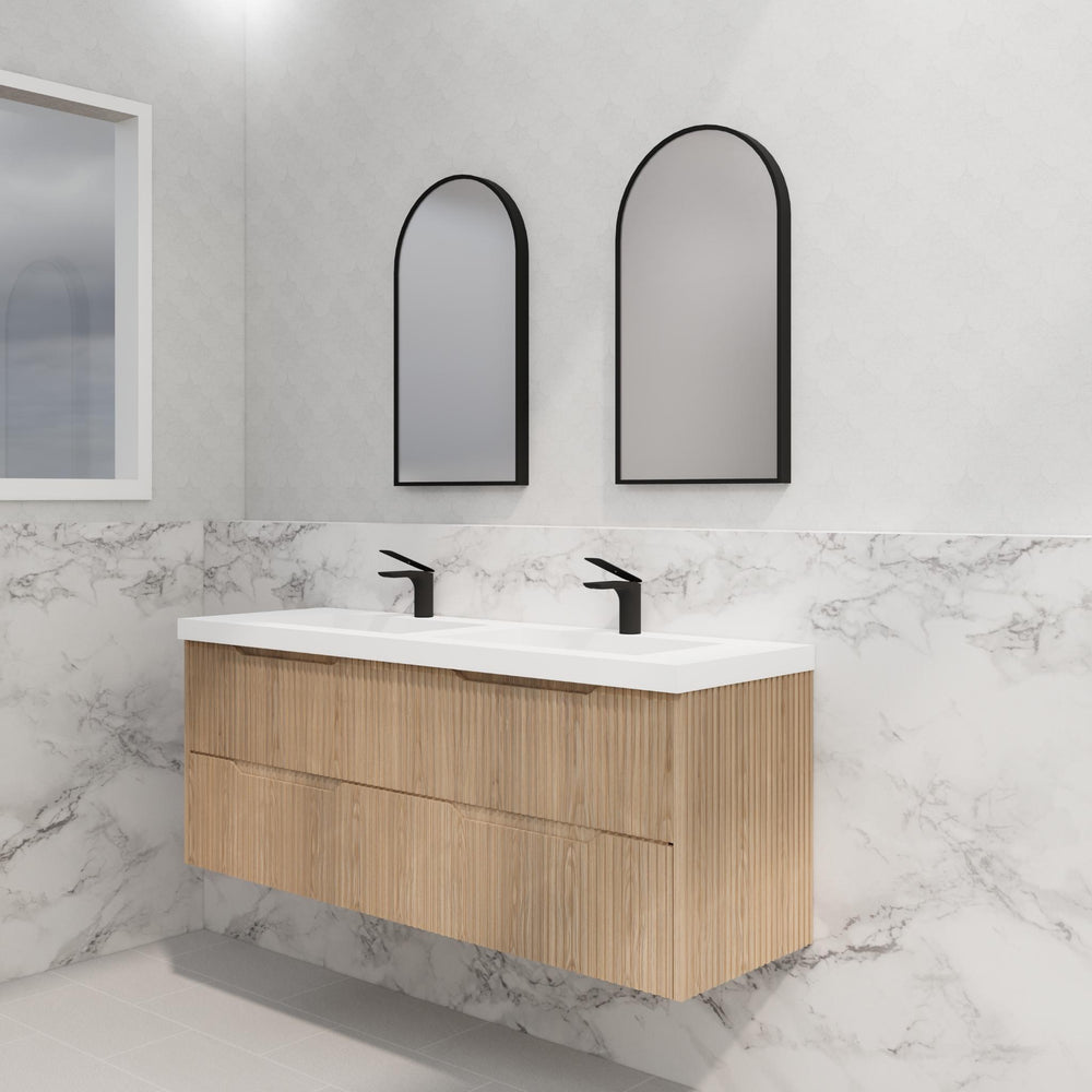 RIVA BALI AMERICAN OAK 1500MM DOUBLE BOWL WALL HUNG VANITY