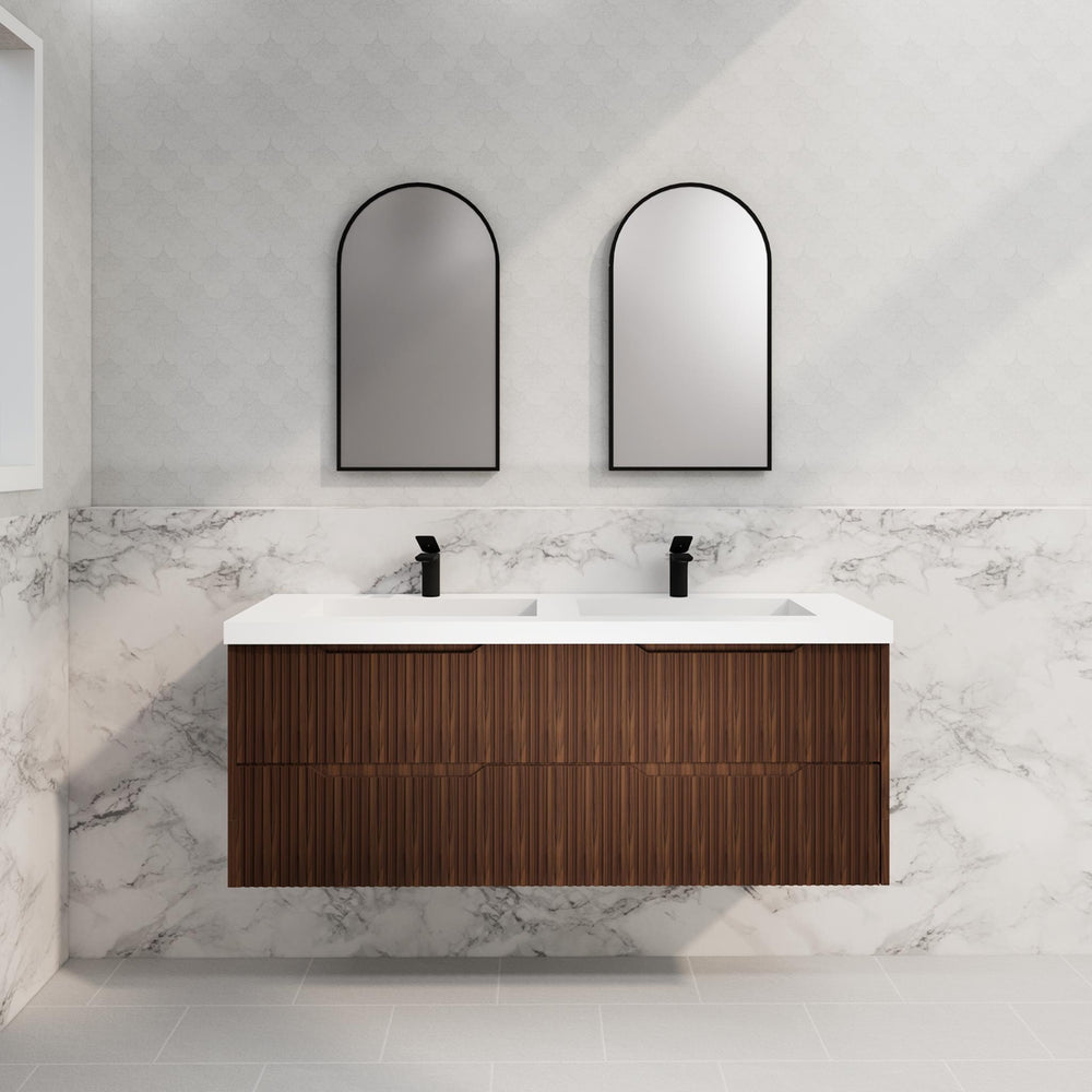 RIVA BALI BROWN OAK 1500MM DOUBLE BOWL WALL HUNG VANITY