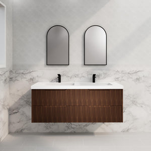 RIVA BALI BROWN OAK 1500MM DOUBLE BOWL WALL HUNG VANITY