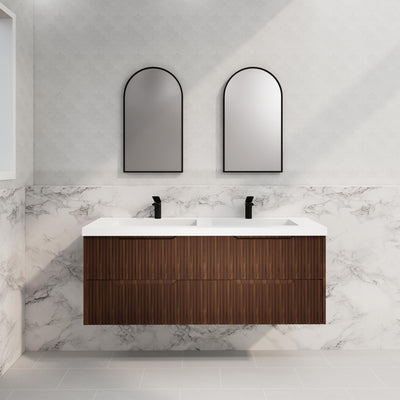 RIVA BALI BROWN OAK 1500MM DOUBLE BOWL WALL HUNG VANITY