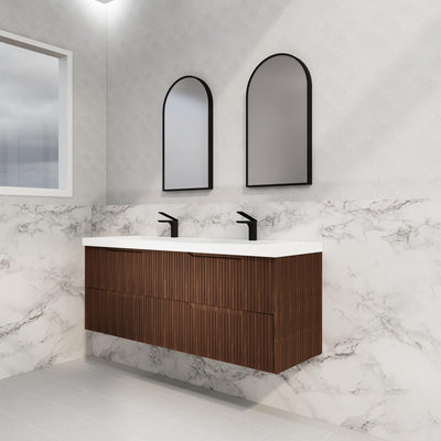 RIVA BALI BROWN OAK 1500MM DOUBLE BOWL WALL HUNG VANITY