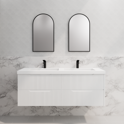 RIVA BALI MATTE WHITE 1500MM DOUBLE BOWL WALL HUNG VANITY