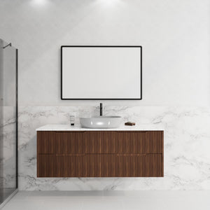 RIVA BALI BROWN OAK 1500MM SINGLE BOWL WALL HUNG VANITY