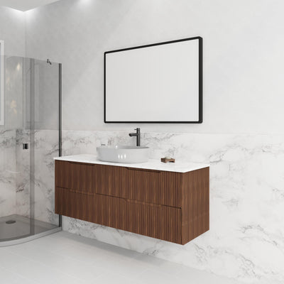 RIVA BALI BROWN OAK 1500MM SINGLE BOWL WALL HUNG VANITY