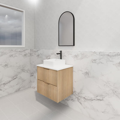 RIVA BALI AMERICAN OAK 600MM SINGLE BOWL WALL HUNG VANITY