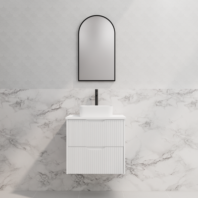 RIVA BALI MATTE WHITE 600MM SINGLE BOWL WALL HUNG VANITY