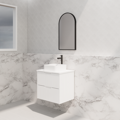 RIVA BALI MATTE WHITE 600MM SINGLE BOWL WALL HUNG VANITY