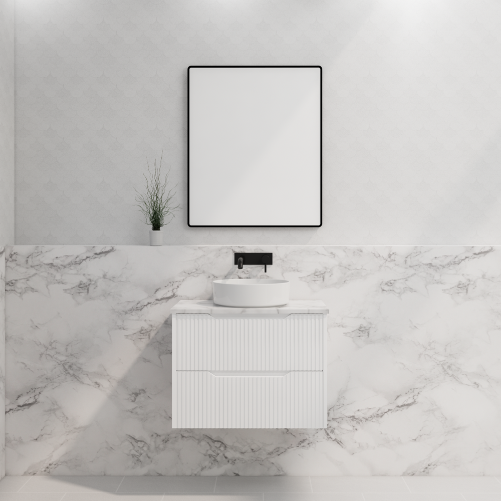 RIVA BALI MATTE WHITE 750MM SINGLE BOWL WALL HUNG VANITY