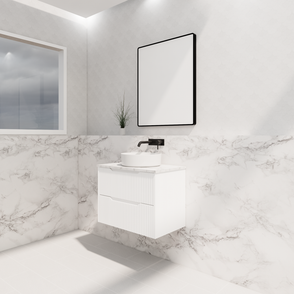 RIVA BALI MATTE WHITE 750MM SINGLE BOWL WALL HUNG VANITY