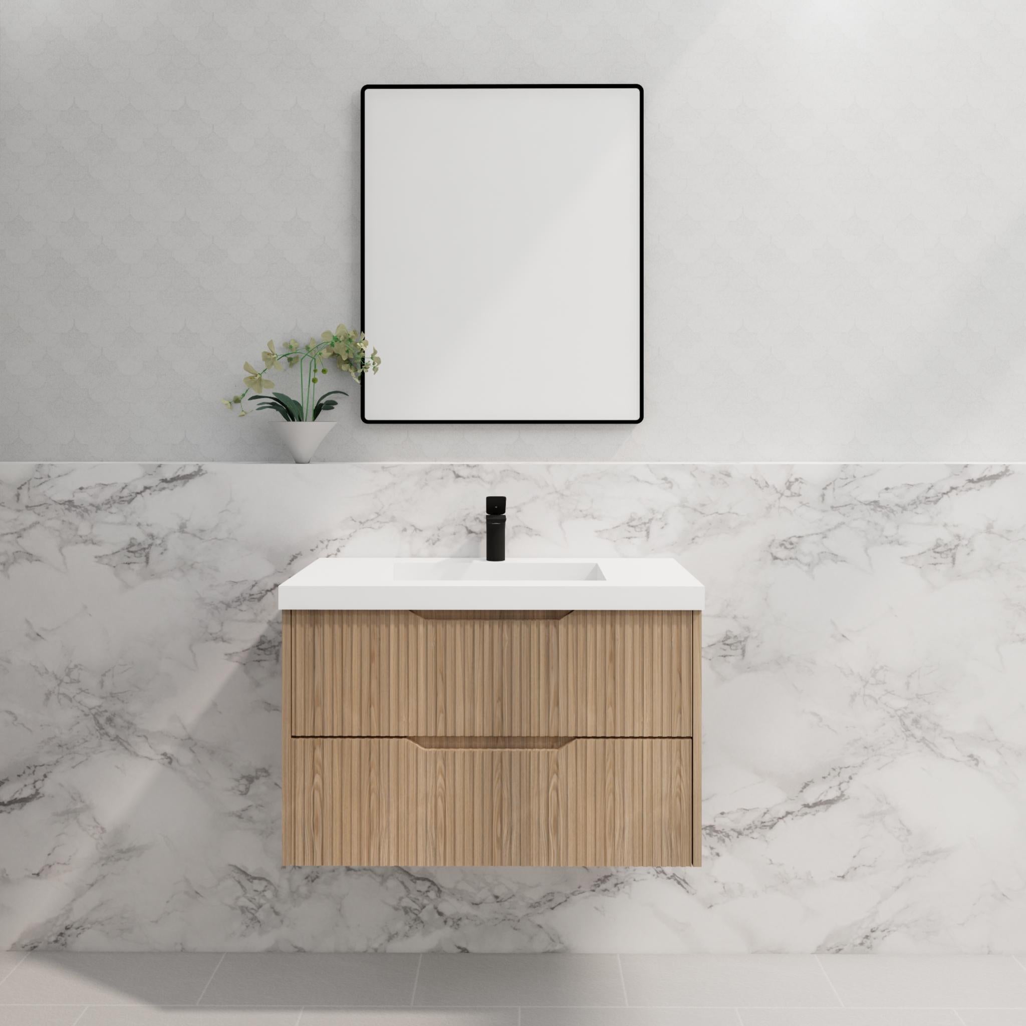 RIVA BALI AMERICAN OAK 900MM SINGLE BOWL WALL HUNG VANITY