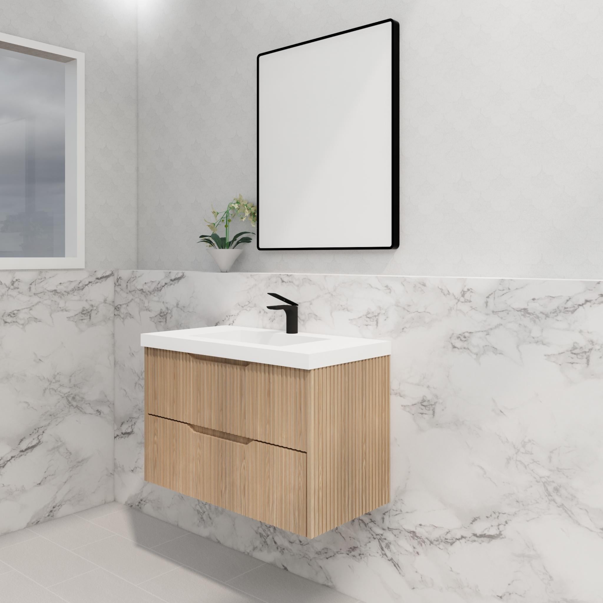 RIVA BALI AMERICAN OAK 900MM SINGLE BOWL WALL HUNG VANITY