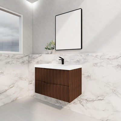 RIVA BALI BROWN OAK 900MM SINGLE BOWL WALL HUNG VANITY