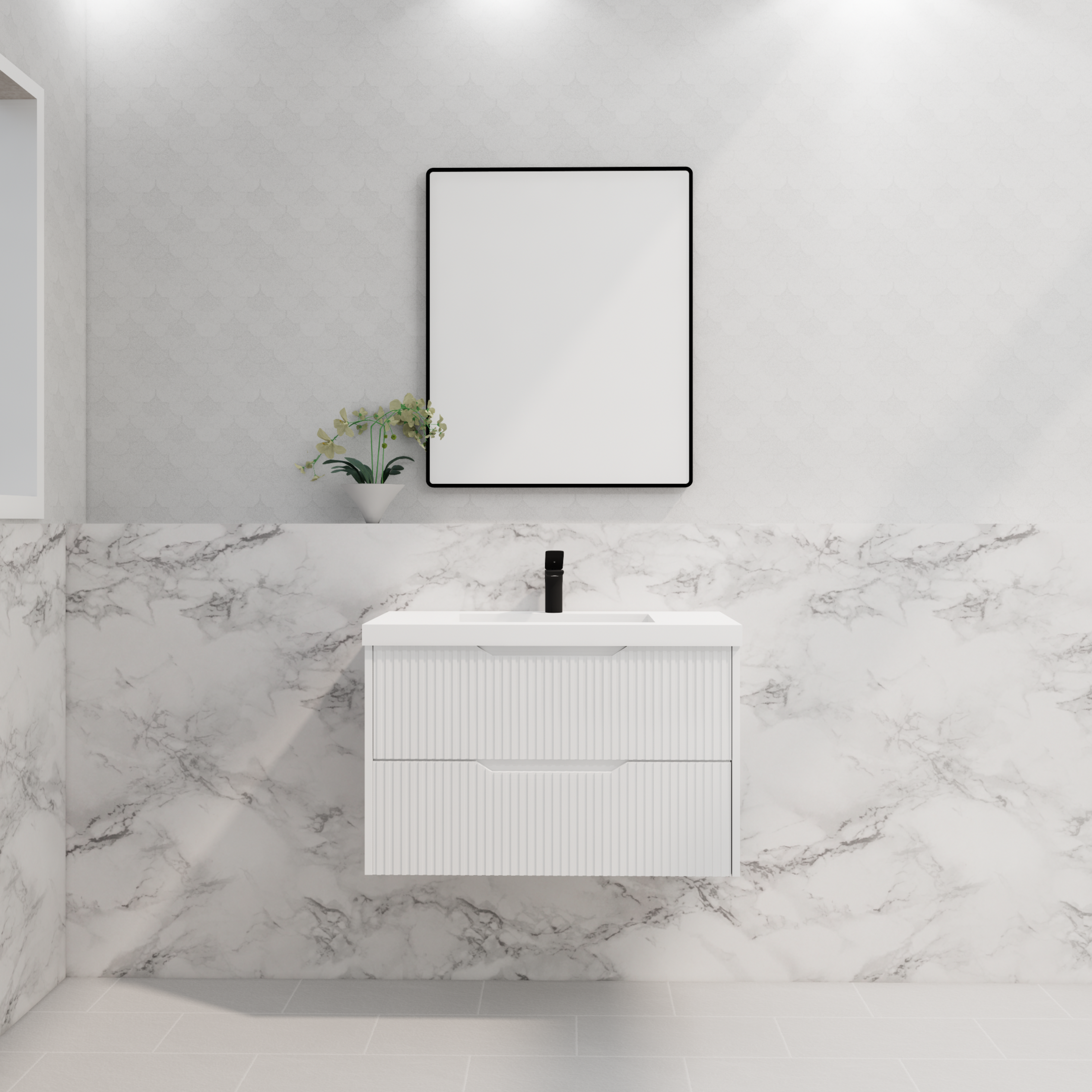 RIVA BALI MATTE WHITE 900MM SINGLE BOWL WALL HUNG VANITY