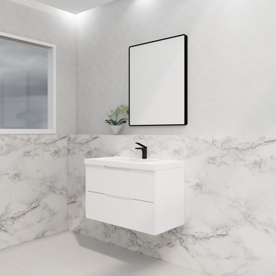 RIVA BALI MATTE WHITE 900MM SINGLE BOWL WALL HUNG VANITY